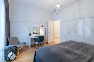 Elegant Apartment Vienna 객실 침대