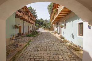 an alley with an archway between two buildings at U Svatého Petra in Kájov +26 photos
