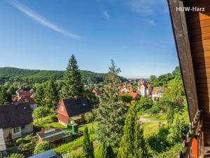 een uitzicht op een dorp vanuit een huis bij Finnhütte am Kapitelsberg in Wernigerode