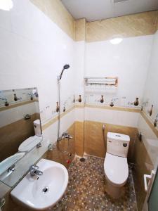 ein Bad mit einem WC und einem Waschbecken in der Unterkunft Sơn Liễu Homestay in Da Lat