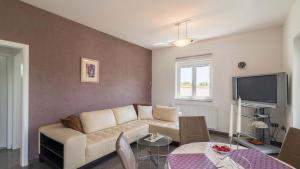 Telewizja i/lub zestaw kina domowego w obiekcie Luxury villa Nicol with pool and sea view 300m from the beach