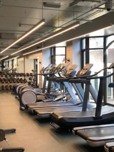 a row of treadmills in a gym at The Mont in Dublin