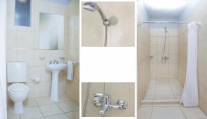 2 Bilder eines Badezimmers mit Dusche und WC in der Unterkunft Gran Rex Hotel in Cordoba + 34 Fotos