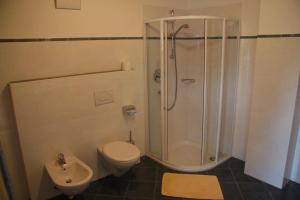 ヴィッラバッサにあるAppartements Oberburgerのバスルーム(シャワー、トイレ、シンク付)