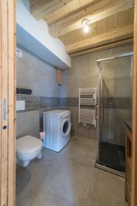 ein Badezimmer mit einem WC und einer Waschmaschine in der Unterkunft ODYSSEE B301 Duplex mansarde sur les pistes, vue panoramique in La Toussuire