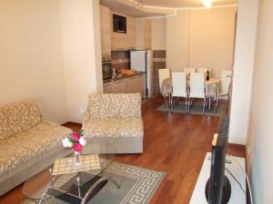 sala de estar con sofá y mesa en Apartments Oaza 2, en Petrovac na Moru