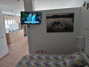 Televízia a/alebo spoločenská miestnosť v ubytovaní Arinaga Beach Apartment