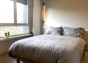 una camera da letto con un grande letto e una finestra di LA CASA DI ANSELMO a San Lorenzo al Mare