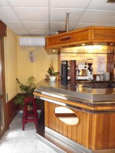 eine Küche mit einer Theke und einer Kaffeemaschine in der Unterkunft Hotel Shadows in Bossost