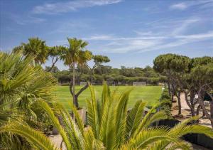 a park with palm trees and a field of grass at Vicky Rae Beach House - Vale do Lobo in Almancil