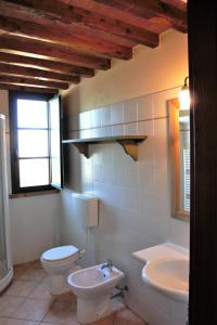 a bathroom with a toilet and a sink at Agriresidence Debbiare in Riparbella