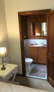 un bagno con un water e un lavandino di Bluebell Cottage a Leura Altre 28 foto