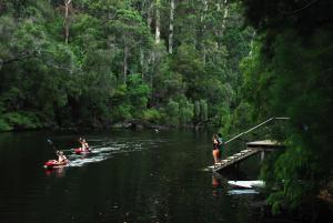 a group of people are on a river at WA Wilderness - one step from nature in Pemberton