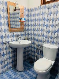 y baño con aseo, lavabo y espejo. en Shiny View, en Nuwara Eliya