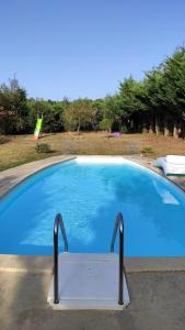 uma grande piscina azul num quintal em Domaine De Potofayol em Lacropte