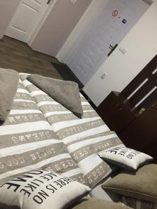 two beds sitting next to each other in a room at Alex Lodge in Zrenjanin