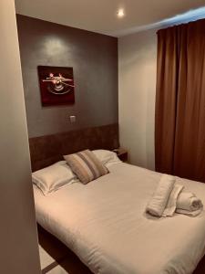 1 dormitorio con 2 almohadas en Le Grand Large - Apartment parking & balcony by the lake modern bright en Annecy