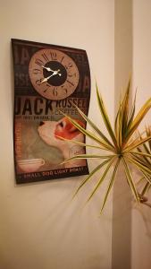 a clock hanging on a wall next to a plant at Bluegum Hill Guesthouse & Apartments - Loadshedding-Lights & WIFI always on in Cape Town