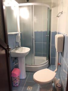 a bathroom with a shower and a toilet and a sink at Casa Albert Sinaia in Sinaia +35 photos