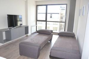 ein Wohnzimmer mit 2 Betten und einem Flachbild-TV in der Unterkunft Brc Apartment in San Carlos de Bariloche