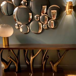 a room with a table with mirrors on the wall at VILLA DU CEDRE Honfleur in Honfleur +75 photos