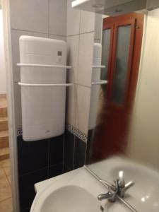 ein Badezimmer mit einem Waschbecken und einem weißen WC in der Unterkunft La Sarronaise in Pont-Sainte-Maxence