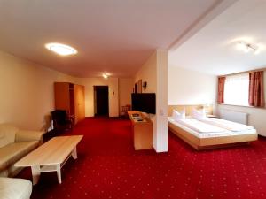 Televízia a/alebo spoločenská miestnosť v ubytovaní Hotel Gailberghöhe