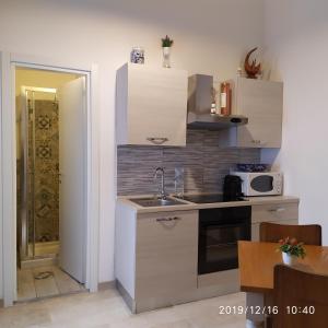 巴里的住宿－Puglia Vacation Homes PISANI 39，厨房配有水槽和微波炉