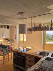 a kitchen with a sink and a counter top at Casa da Lomba do Cavaleiro in Povoação