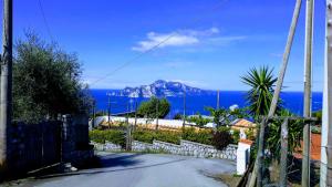 a view of the ocean and a mountain at Emidio House in Termini
