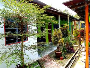 een gebouw met veel planten en bomen bij Tony’s Guesthouse at Teluk Bahang in Batu Ferringhi