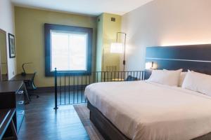 a hotel room with a large bed and a desk at Holiday Inn Express Hotel & Suites Columbia-Fort Jackson by IHG in Columbia +20 photos