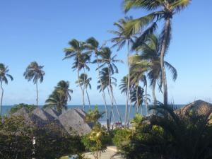 vistas a una playa con palmeras y al océano en Eco Paradise ART Apt.203, en Cumbuco