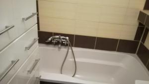 オストラヴァにあるFlat for 2 people, WiFiの浴室にある蛇口付きの浴槽 +6枚の写真