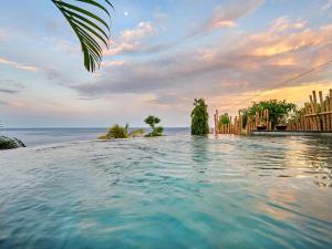 a swimming pool with the ocean in the background at Villa Mimpi Manis infinity pool&180°Ocean view in Amed