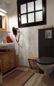 a bathroom with a toilet and a sink at Les Pucines T2 bas de villa in Six-Fours-les-Plages