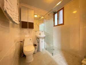 a bathroom with a toilet and a sink at Kang's Apartments in Central Seoul in Seoul +54 photos