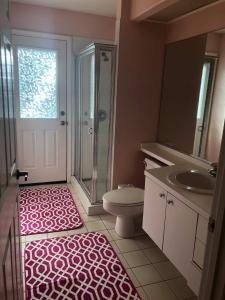 uma casa de banho com um WC e um lavatório em Beautiful Quiet Studio!! em Sarasota