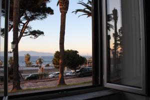 a view of a palm tree from a window at Charm Central in Reggio di Calabria