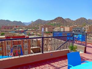 a balcony with a view of a city at hotel arganier tafraoute in Tafraout