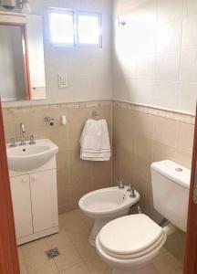 a bathroom with a white toilet and a sink at DEPARTAMENTO SANTA FE CON COCHERA gratis in Santa Fe