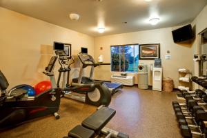 a gym with exercise equipment in a room at Holiday Inn Express Hotel & Suites Christiansburg by IHG in Christiansburg