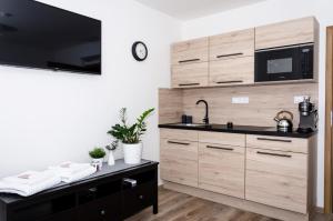 Kuchyň nebo kuchyňský kout v ubytování Apartmány u Kotačků