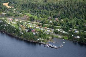 an aerial view of a resort on a lake at Utvika Camping in Nes