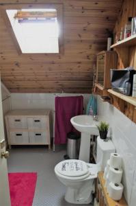 a bathroom with a toilet and a sink at Leith City Centre Guesthouse Apartment in Edinburgh