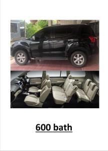 two pictures of a black car and a car with bath at Pine Bungalow Krabi in Klong Muang Beach