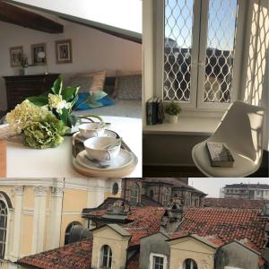 een collage van foto's van een huis en een raam bij Casa Travicelli, sui tetti di Torino in Turijn