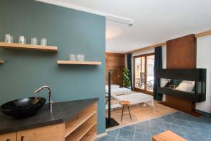 Łóżko lub łóżka w pokoju w obiekcie Gurglhof Apartmenthaus