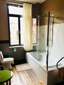 uma casa de banho com banheira e WC em B&B Faja lobi em Gent