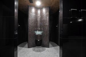 a bathroom with a toilet and a sink at Apartment Elegance Hrebienok in Starý Smokovec +29 photos